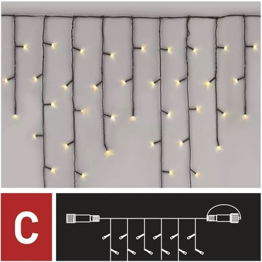 Christmas LED lights - adjustable Waterfall 2,5m-100 LED warm white light+5 cm cord