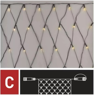 Christmas LED lights - adjustable Net 1x2m-160 LED warm white light+5 cm cord