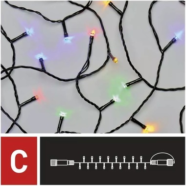 Christmas lighting – extendable string lights, 10 m, 100 LEDs, multicolor + 5 cm power lead
