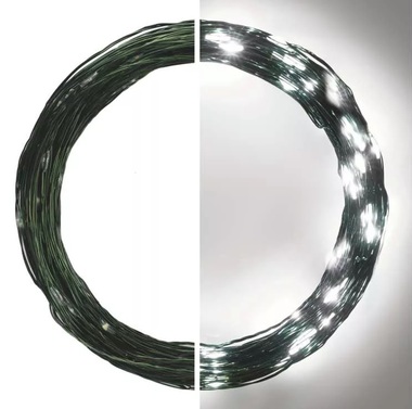 Nano string lights, green, 15 m – 150 LEDs, cool white + 5 m power lead + timer