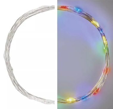 Nano string lights, silver, 1.9 m – 20 LEDs, multicolor + timer