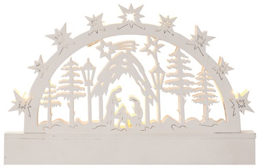 Wooden Nativity 23 x 14 cm, 5 LED, warm white + Timer