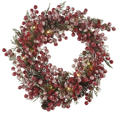 Wreath with lights, 38 cm, warm white, 20 LEDs