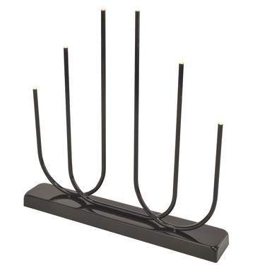 LED candle holder, Black, 6 LEDs, warm white, 38 × 40.5 × 6 cm