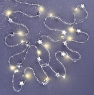 Garland, Silver star 1.9 m, warm white, 20 LEDs