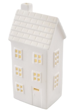 Ceramic house LED light, 1 LED, warm white, 7.7 × 16.3 × 6 cm