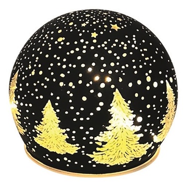 LED light ball warm white o 10 cm with timer, 10 LED, black with forest motif