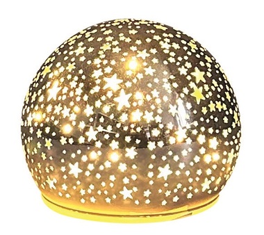 LED light ball warm white o 10 cm with timer, 10 LED, champagne with stars