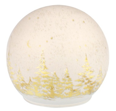 LED light ball warm white o 12 cm with timer, 10 LED, white with landscape motif