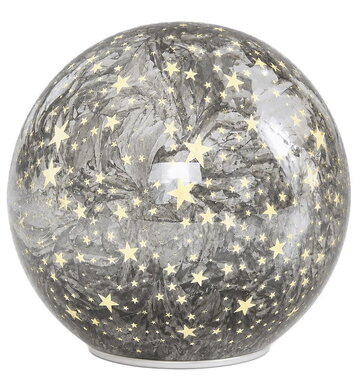 LED light ball with stars - frost, o 12 x 11 cm, warm white, 10 LEDs, timer
