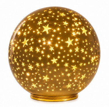 LED light ball warm with stars - champagne, o 15 x14 cm, warm white, 10 LEDs, timer