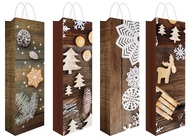 Bottle gift bag with glitter 12 x 36 x 9 cm