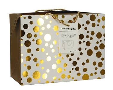 Folding Gift Bag w/Golden Dots 18x12x9 cm