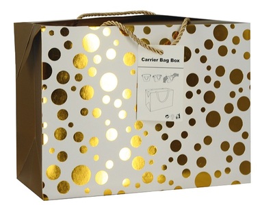 Folding Gift Bag w/Golden Dots 27x20x13 cm