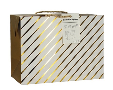 Folding Gift Bag w/Golden Stripes 18x12x9 cm