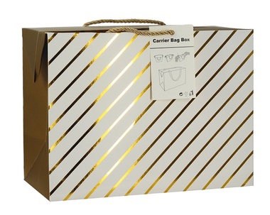 Folding Gift Bag w/Golden Stripes 23x16x11 cm