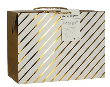 Folding Gift Bag w/Golden Stripes 27x20x13 cm