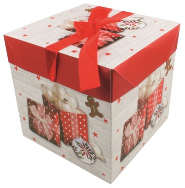 Foldable Gift Box with Ribbon L 21,5x21,5x21,5 cm 