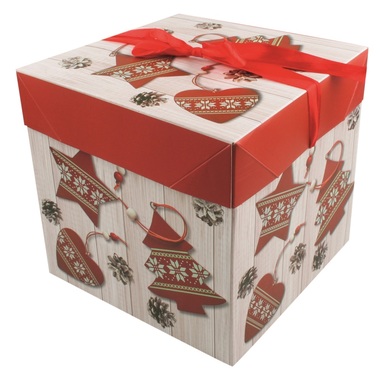 Foldable Gift Box with Ribbon L 21,5x21,5x21,5 cm 