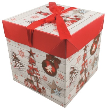Foldable Gift Box with Ribbon M  16,5x16,5x16,5 cm 