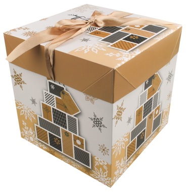 Foldable Gift Box with Ribbon M  16,5x16,5x16,5 cm 