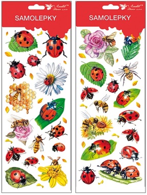 Stickers  34x12 cm Ladybirds with Glitter