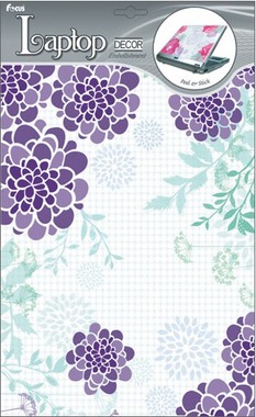 Sticker 39x25 cm, Blue Twigs, Purple Flowers