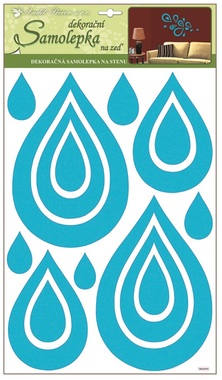 Wall Sticker 3D, EVA, blue glitter, 41x29x0,4cm, Drops