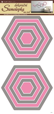 Wall Sticker 60x32 cm, Grey-pink Hexagons