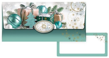Money envelope Christmas decorations turquoise 18 x 8.5 x 0,2 cm