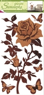 1346 Samolepky na zeď růže s imitací dřeva, 69x32 cm-1