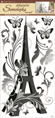 Wall Sticker 69x32 cm, Black Eiffel Tower