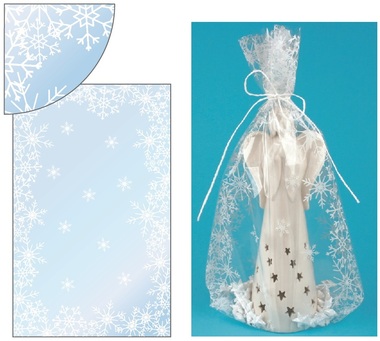 Transparent Gift Bag 25x40 cm, w/Snowflakes