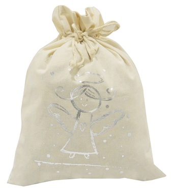 Gift Canvas Bag 36 x 27 cm, Silver Angel