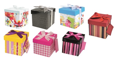 Foldable Gift Box with Ribbon XS, 10x10x10 cm