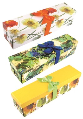 Foldable Gift Box with Ribbon for bottle, 34 x 9,5 x 9,5 cm