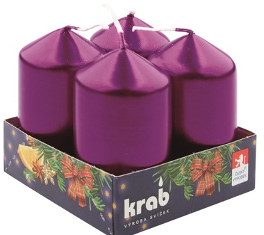 Advent Set of Candles 40 x 80 mm, 4 pcs set METALLIC-VIOLET