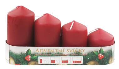 Advent Set of Candles 60, 75, 90, 105 x 50 mm, 4 pcs BURGUNDY