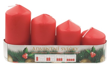 Advent Set of Candles 60, 75, 90, 105 x 50 mm, 4 pcs RED
