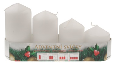 Advent Set of Candles 60, 75, 90, 105 x 50 mm, 4 pcs WHITE