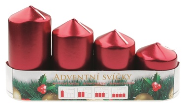 Advent Set of Candles 60, 75, 90, 105 x 50 mm, 4 pcs VARNISH-BURGUNDY