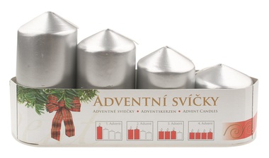 Advent Set of Candles 60, 75, 90, 105 x 50 mm, 4 pcs VARNISH-SILVER