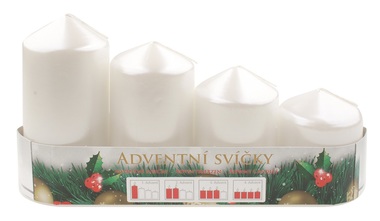 Advent Set of Candles 60, 75, 90, 105 x 50 mm, 4 pcs VARNISH-WHITE