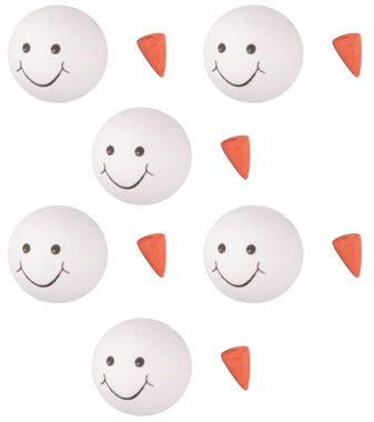 Snowman heads, noses - made of pulp, 3 cm, set of 10 pieces