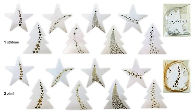 Paper Name Tags Tree and Star-Shaped 8 pcs, Gold/Silver Hot Stamping
