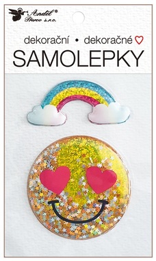 Sticker Filled with Glitters, Smiley Face 10,5 x 18 cm
