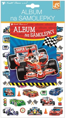 Sticker Album Racing cars 45 holographic stickers 16 x 29 cm