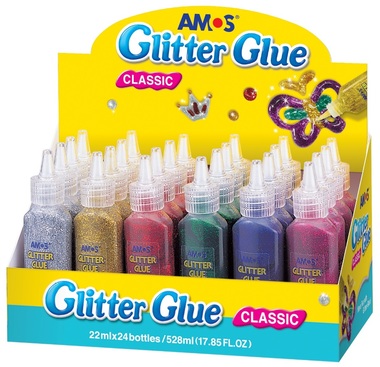 Glitter Glue Display box 22 ml, 24 pcs