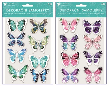 Stickers with Glitter and 3D Effect Butterflies 13 x 19 cm
