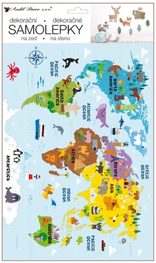 Wall Stickers 24 x 42 cm, World Map